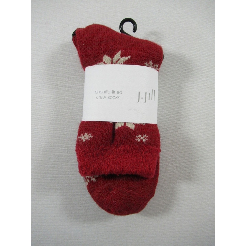 NEW J Jill Chenille Lined Crew Socks Red Women